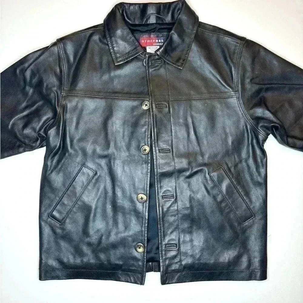 Gymsport Gymboree 100% Leather Dark Brown Fully Lined Jacket Youth 3 4 years M